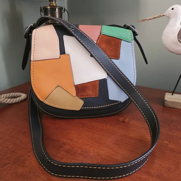 Coach 38482 1941 Saddle 23 Crossbody Patchwork Black Suede Leather Bag - Picture 16 of 16